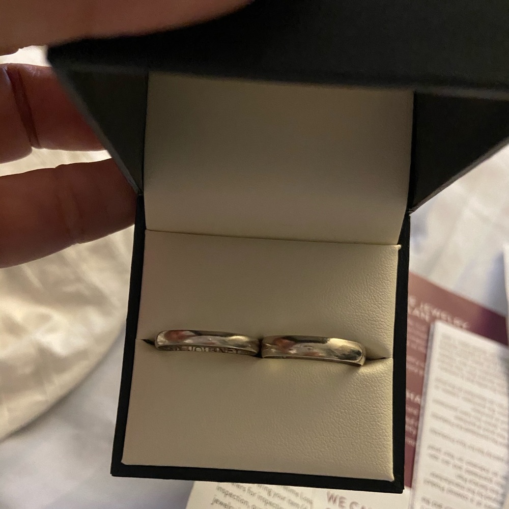 2 white gold wedding bands. For him and her.
